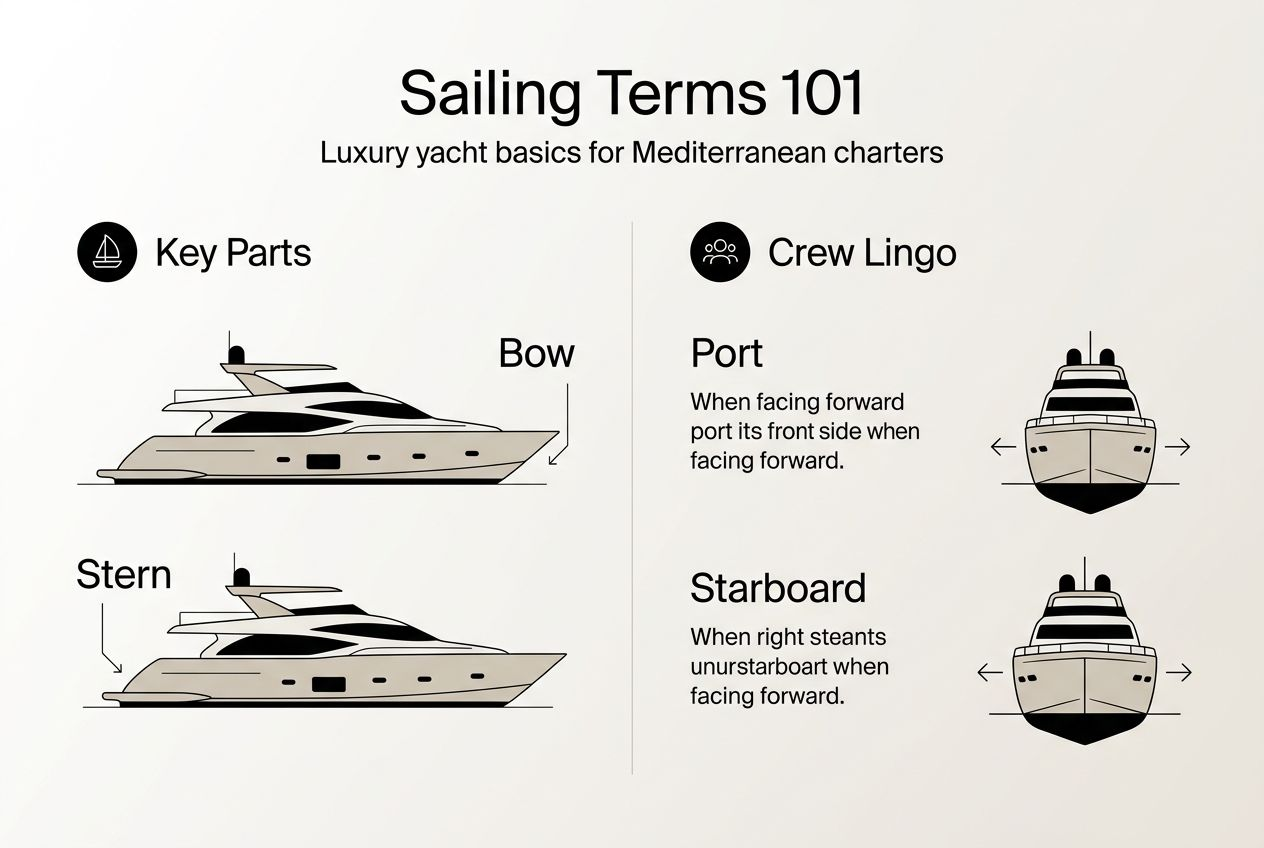 Infographic of basic luxury sailing terms