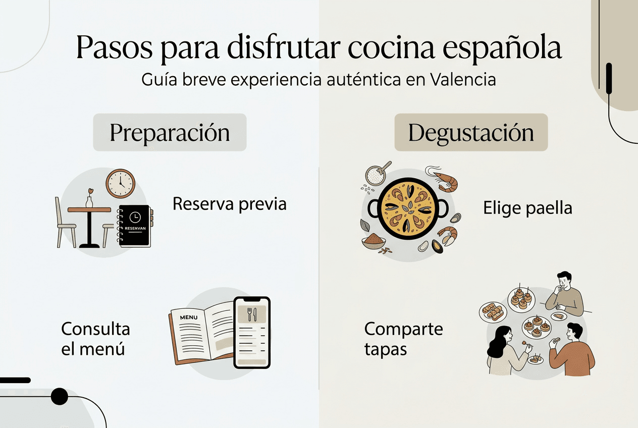 Infografía con los pasos esenciales para preparar auténtica cocina valenciana