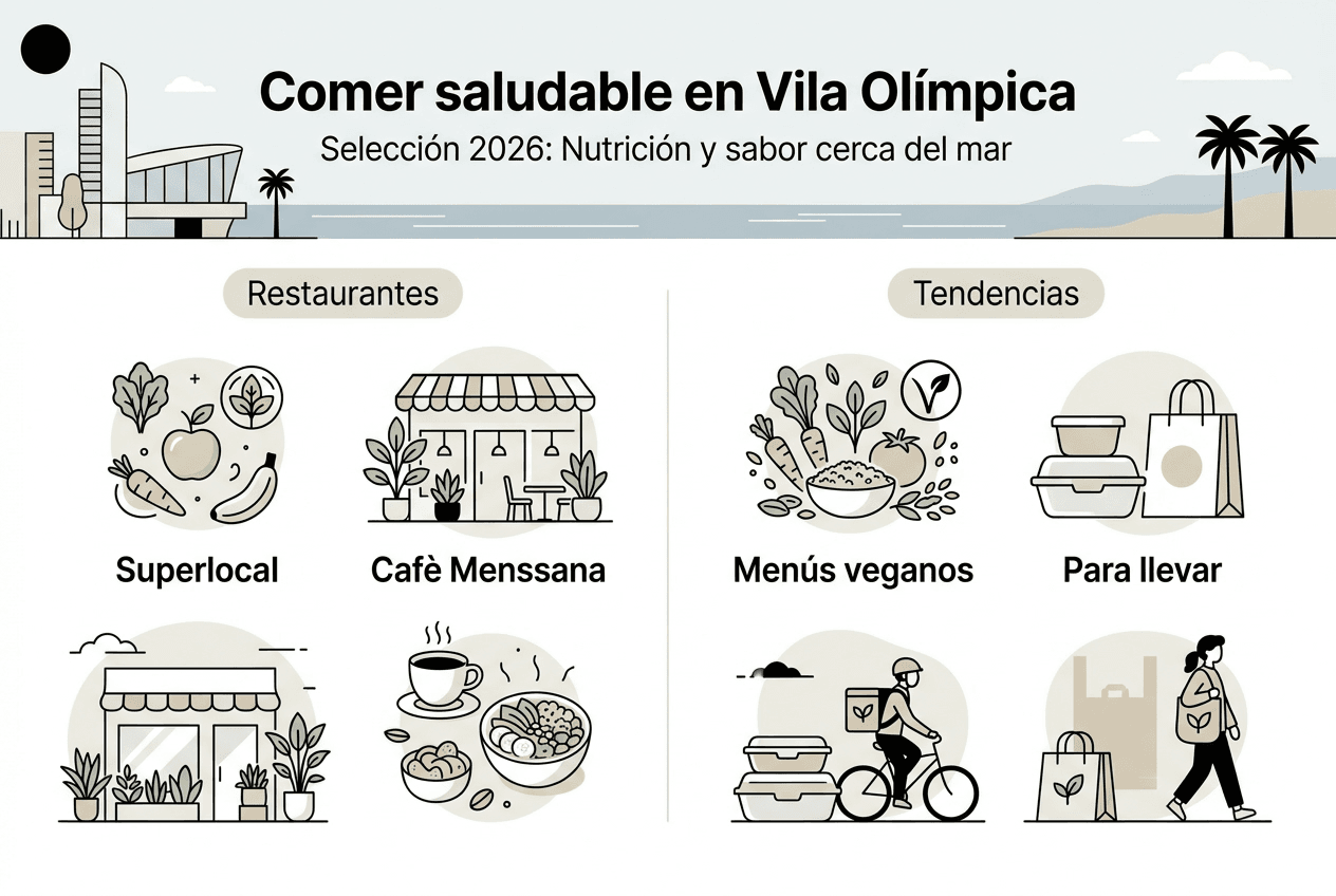 Guía visual de alternativas saludables en Vila Olímpica