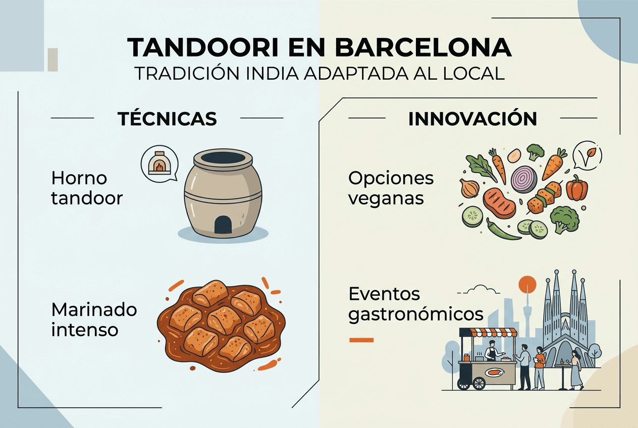 Infografía sobre cómo se ha adaptado el tandoori a la gastronomía de Barcelona