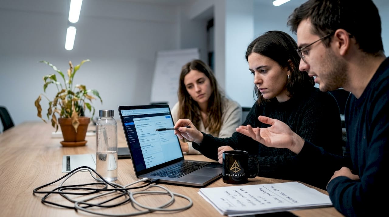 Un grupo de profesionales analiza y evalúa distintas herramientas digitales para optimizar su trabajo.