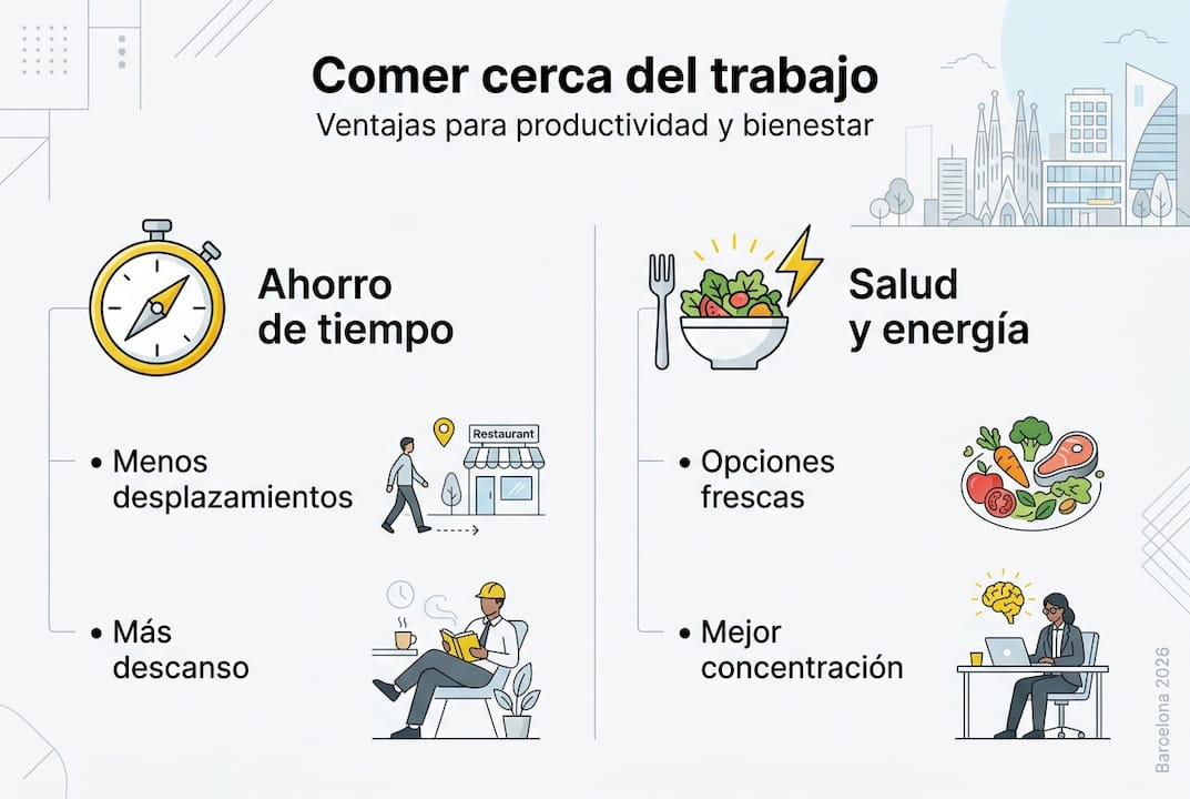 Infografía: Ventajas de almorzar cerca de la oficina