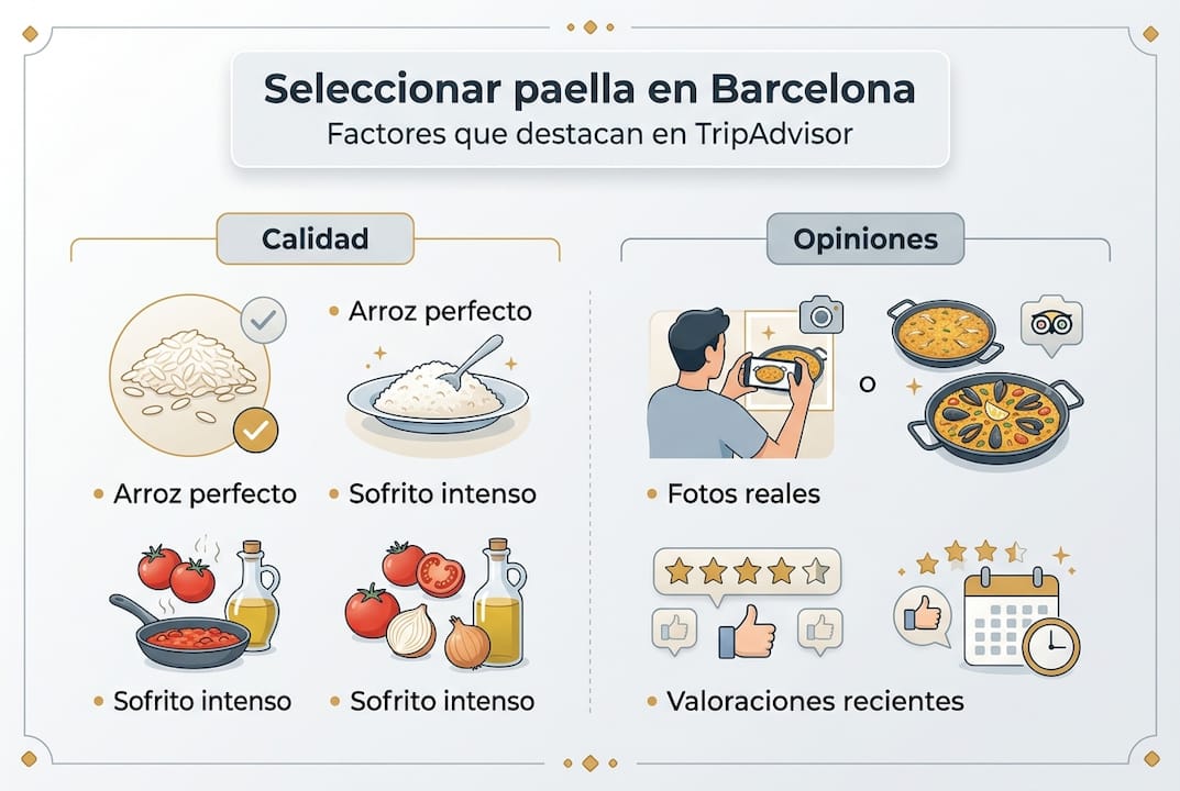 Infografía sobre los aspectos más valorados de la paella según TripAdvisor