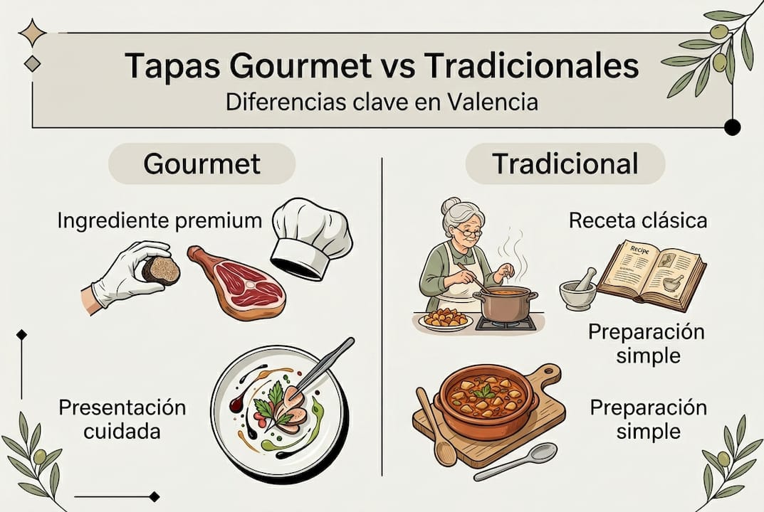 Infografía sobre las diferencias entre tapas clásicas y tapas de autor
