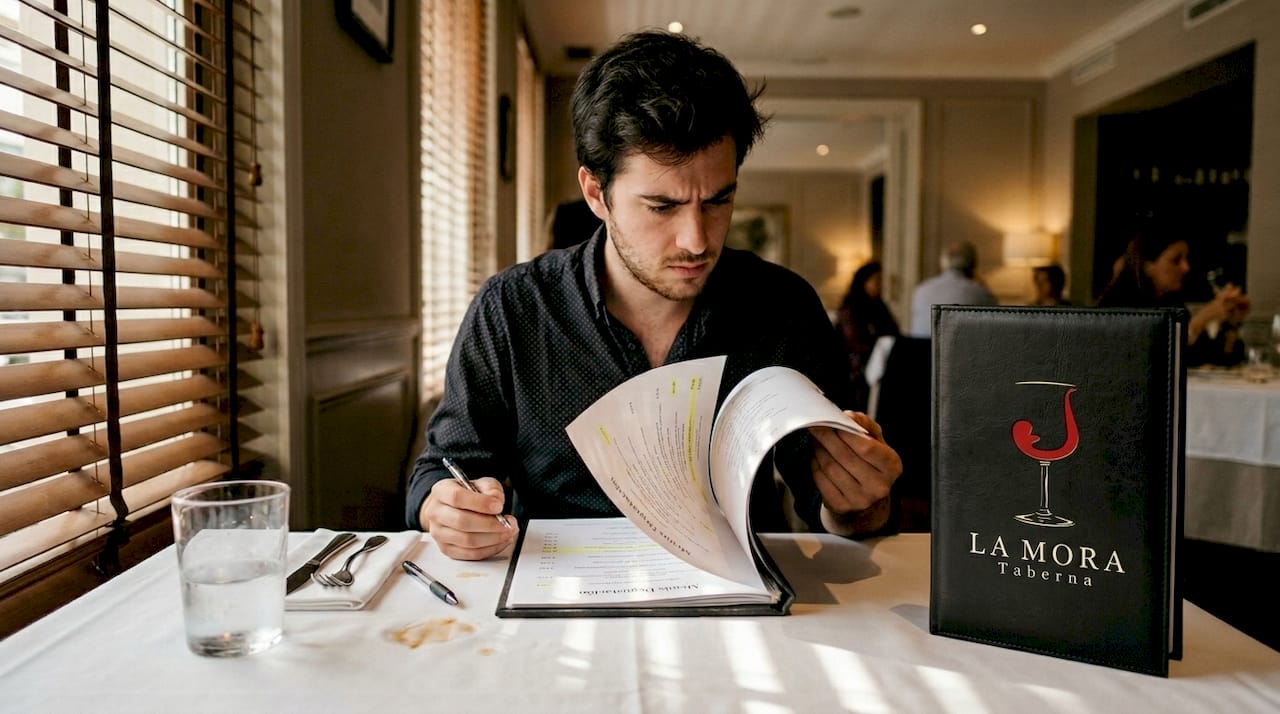 Cliente consultando los precios del menú degustación