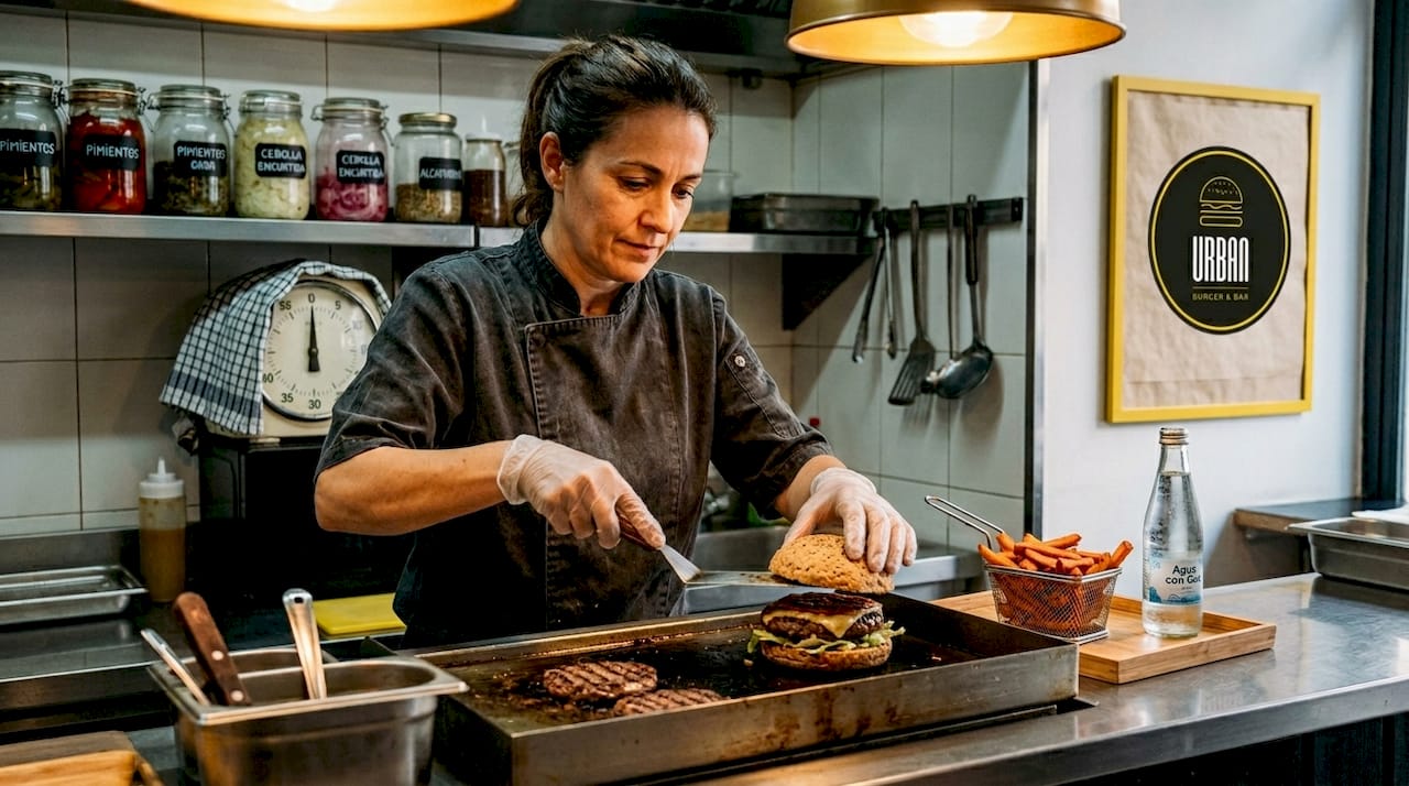 Chef preparando una nueva versión gourmet del menú combinado
