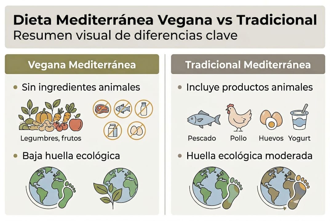 Infografía: ¿En qué se diferencian la dieta mediterránea y la vegana?