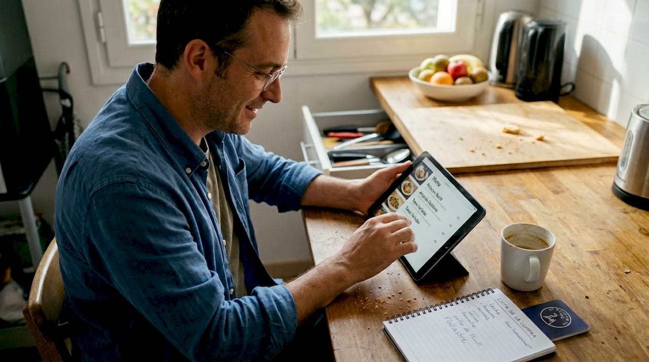 Un usuario consulta el menú digital de Just Eat antes de pedir comida.