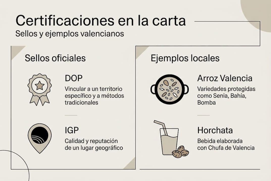 Descubre en esta infografía todo lo que necesitas saber sobre las certificaciones DOP, IGP y ETG aplicadas a los productos valencianos.