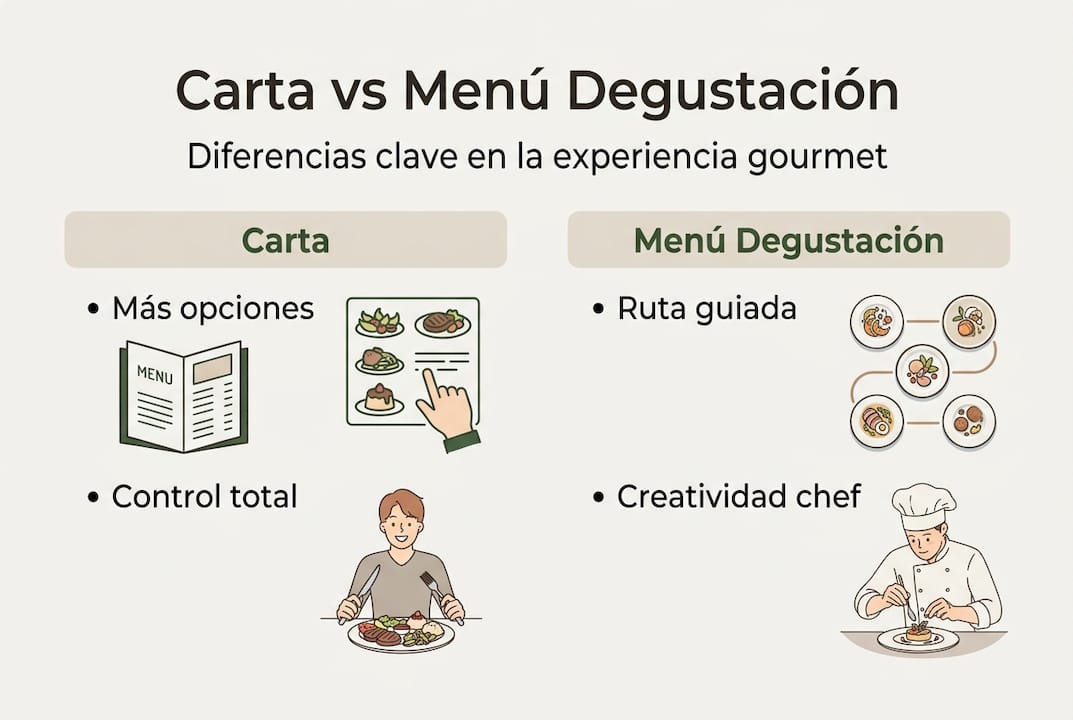 Infografía: diferencias esenciales entre la carta y el menú degustación