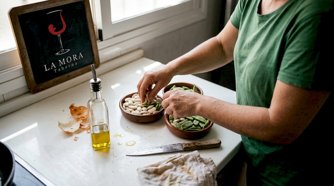 Seleccionando los ingredientes tradicionales para una auténtica paella