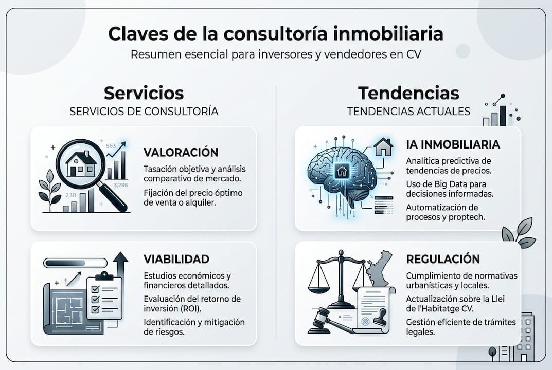 Infografía con las claves para una consultoría inmobiliaria exitosa