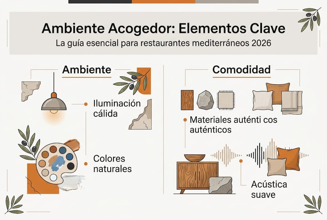 Infografía sobre los aspectos esenciales para crear un ambiente cálido y confortable