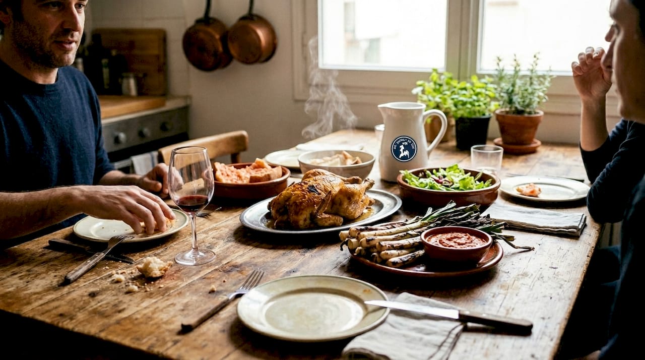 Mesa vestida con platos típicos de Cataluña y toques del día a día