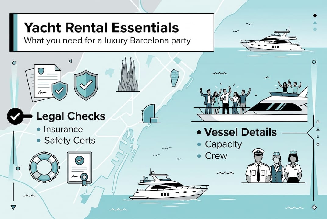 Infographic of yacht rental essential requirements