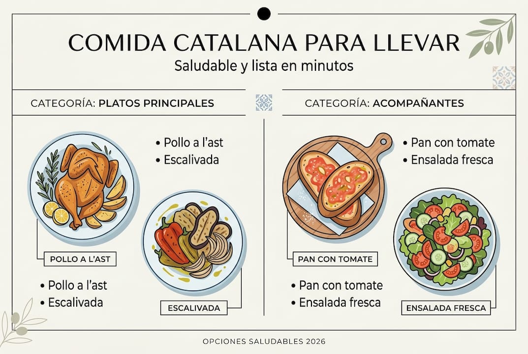 Guía visual de platos catalanes saludables ideales para llevar contigo