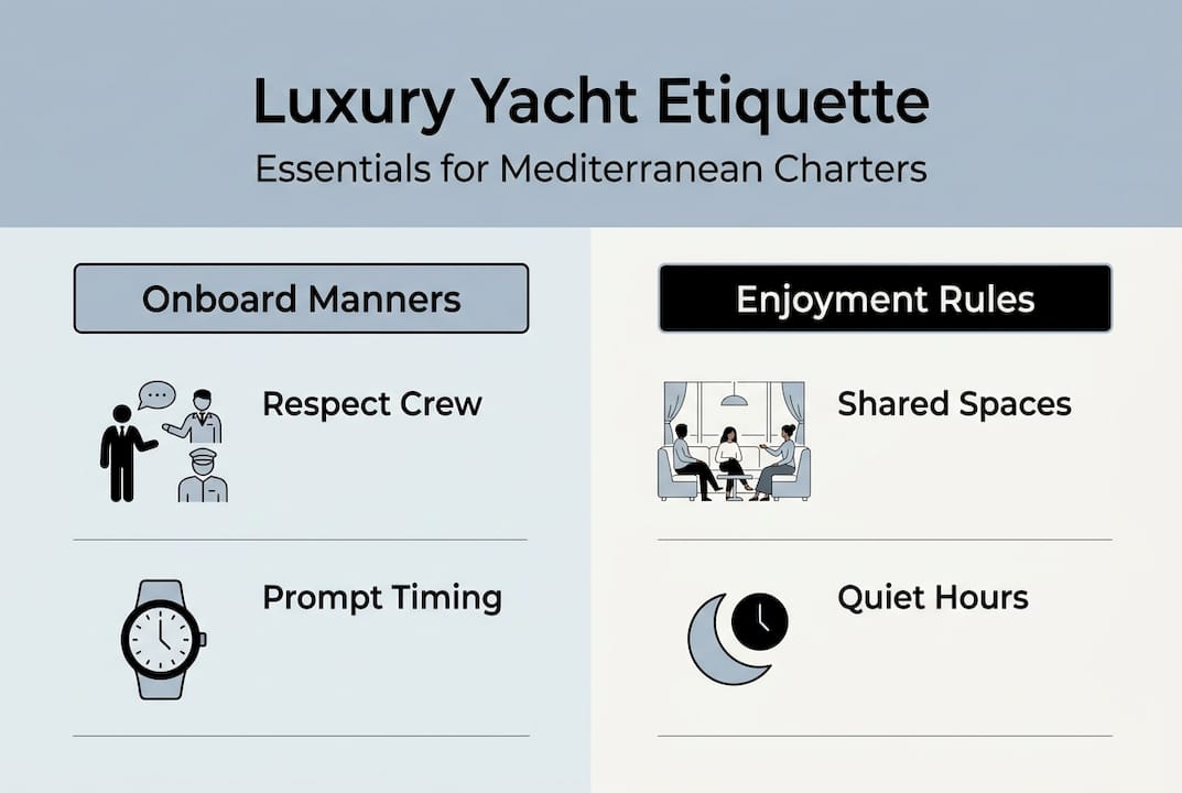 Infographic outlining luxury yacht etiquette essentials