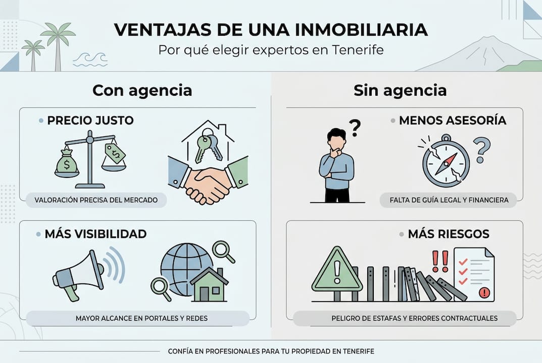 Infografía: Ventajas de contratar una inmobiliaria y comparativa de servicios