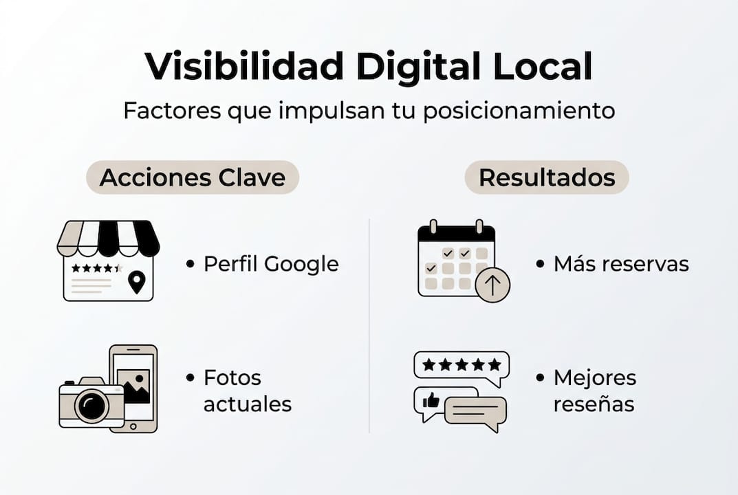 Infografía sobre los elementos esenciales para mejorar la presencia digital a nivel local