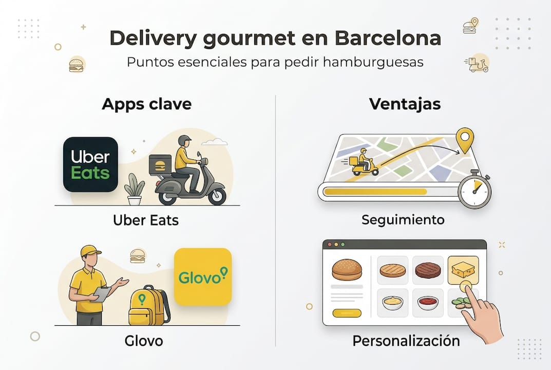 Guía visual sobre las mejores opciones de comida gourmet a domicilio en Barcelona
