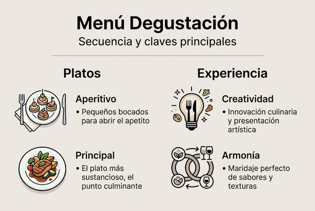 Infografía: pasos esenciales para crear un menú de degustación