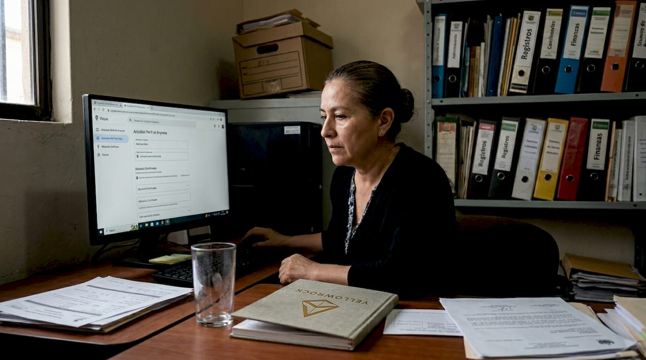 Encargada actualizando la información del colegio en Google Maps