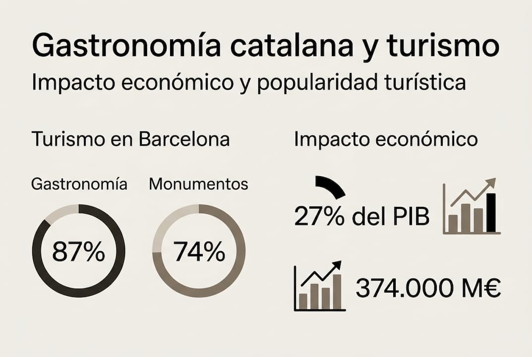 Infografía sobre la influencia de la gastronomía catalana en el turismo y la economía