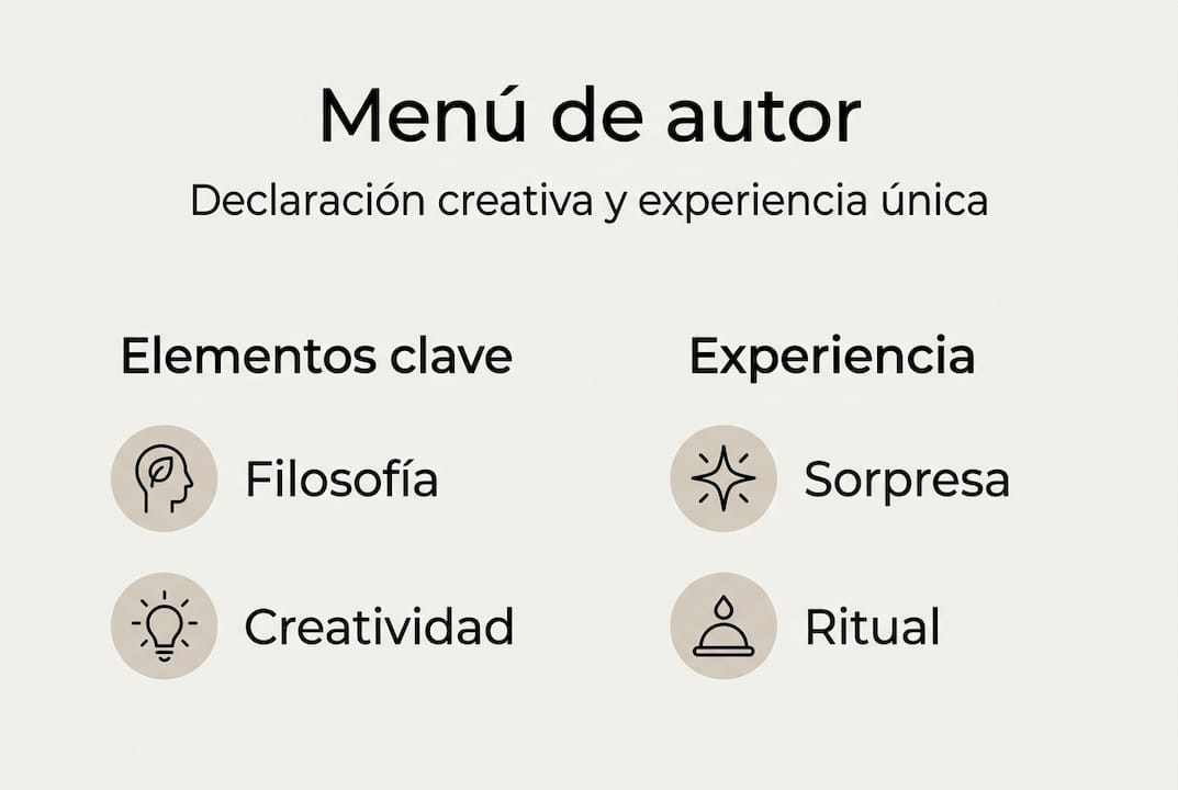 Infografía: resumen del menú de autor y experiencia gastronómica