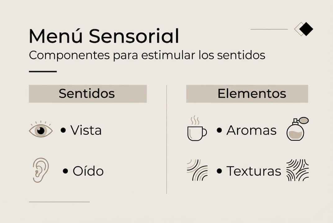 Infografía sobre los elementos de un menú sensorial