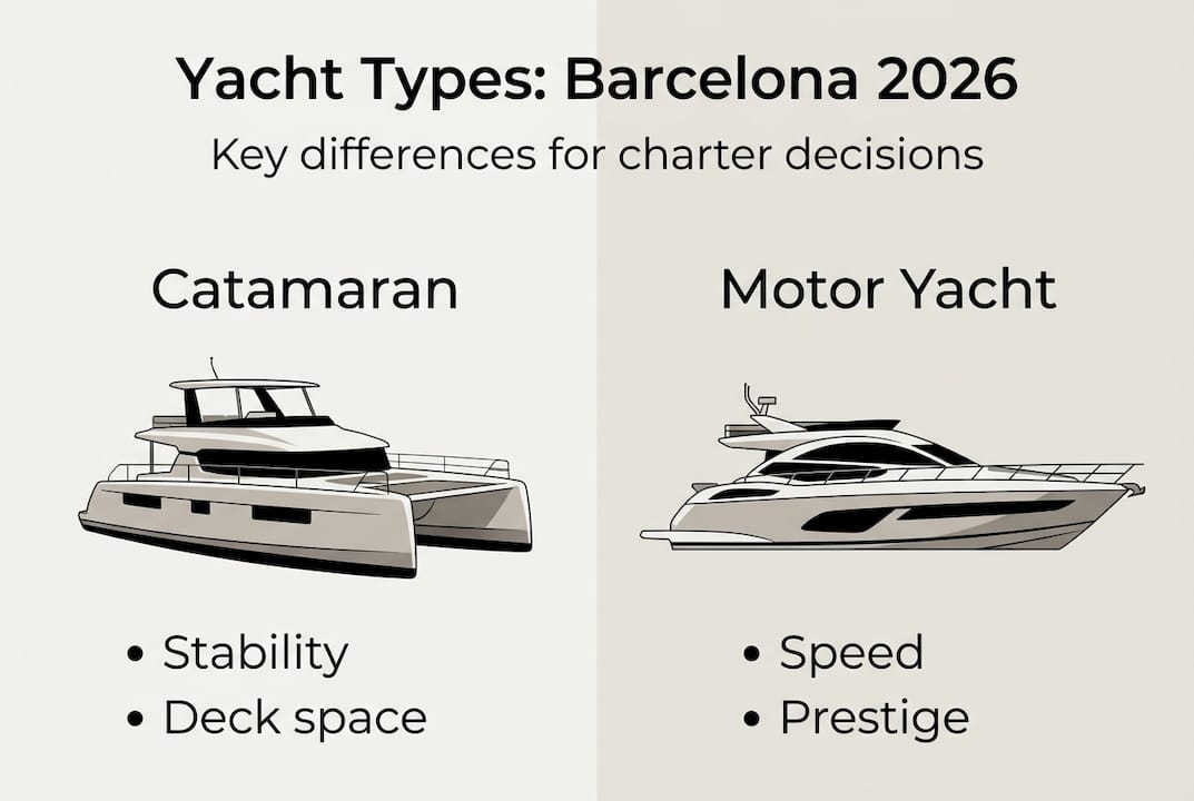 Infographic comparing Barcelona yacht types