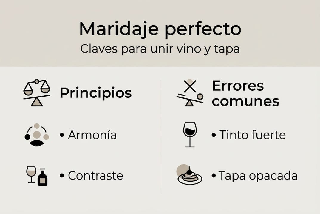 Guía visual de combinaciones entre vinos y tapas