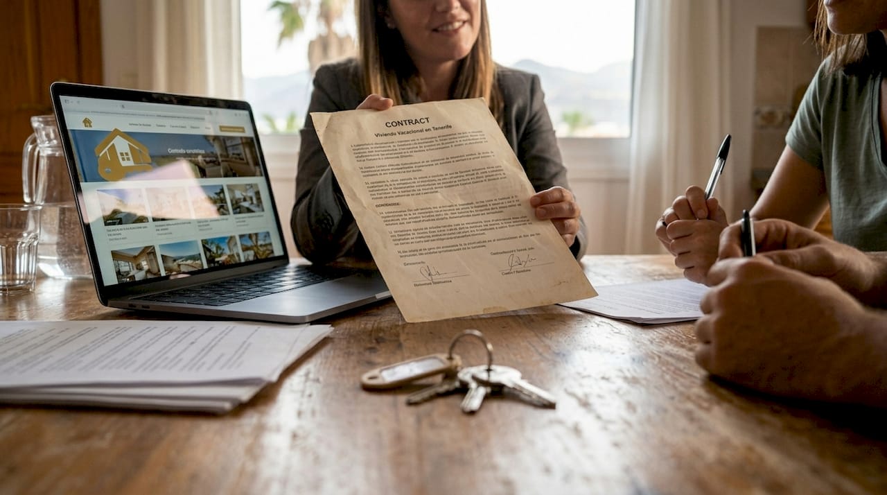 Firma del contrato de alquiler de apartamento turístico