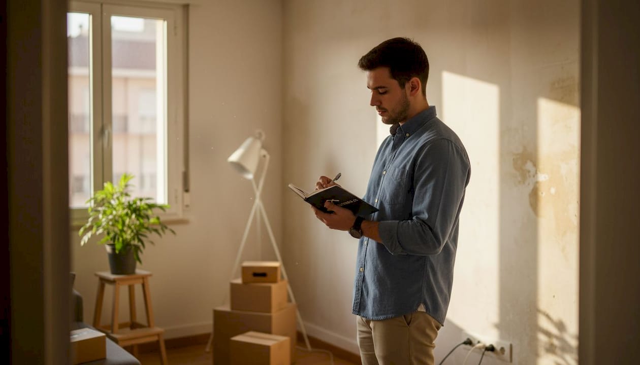 Revisión detallada del estado del salón de la vivienda