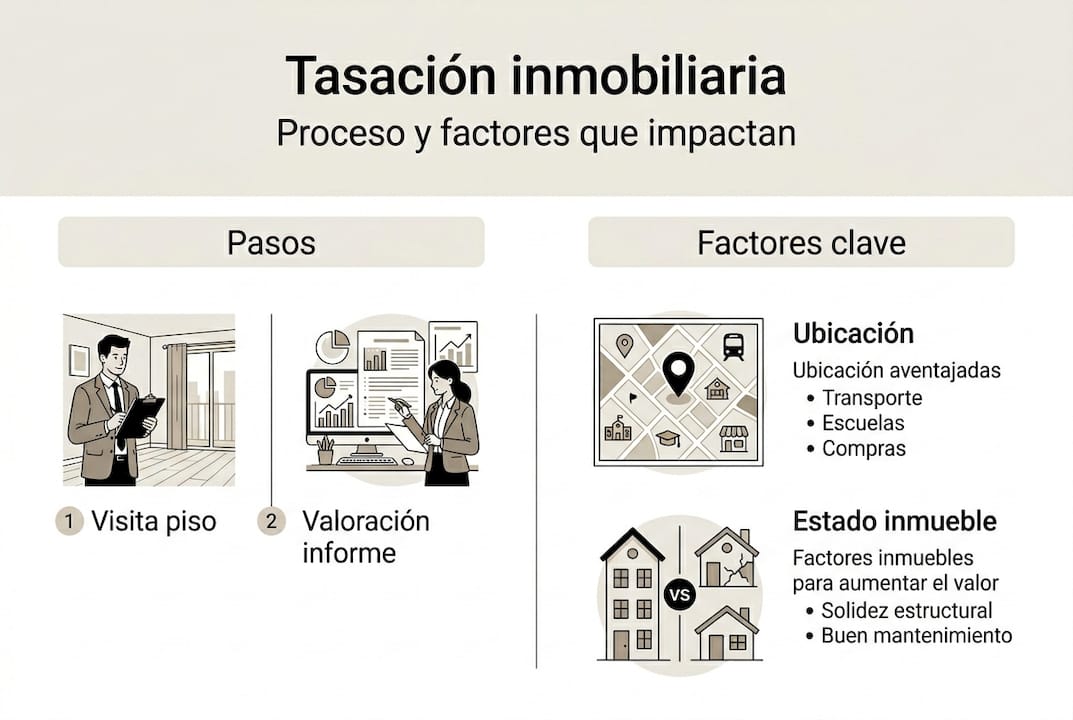 Infografía: pasos clave y elementos que influyen en la valoración de una propiedad