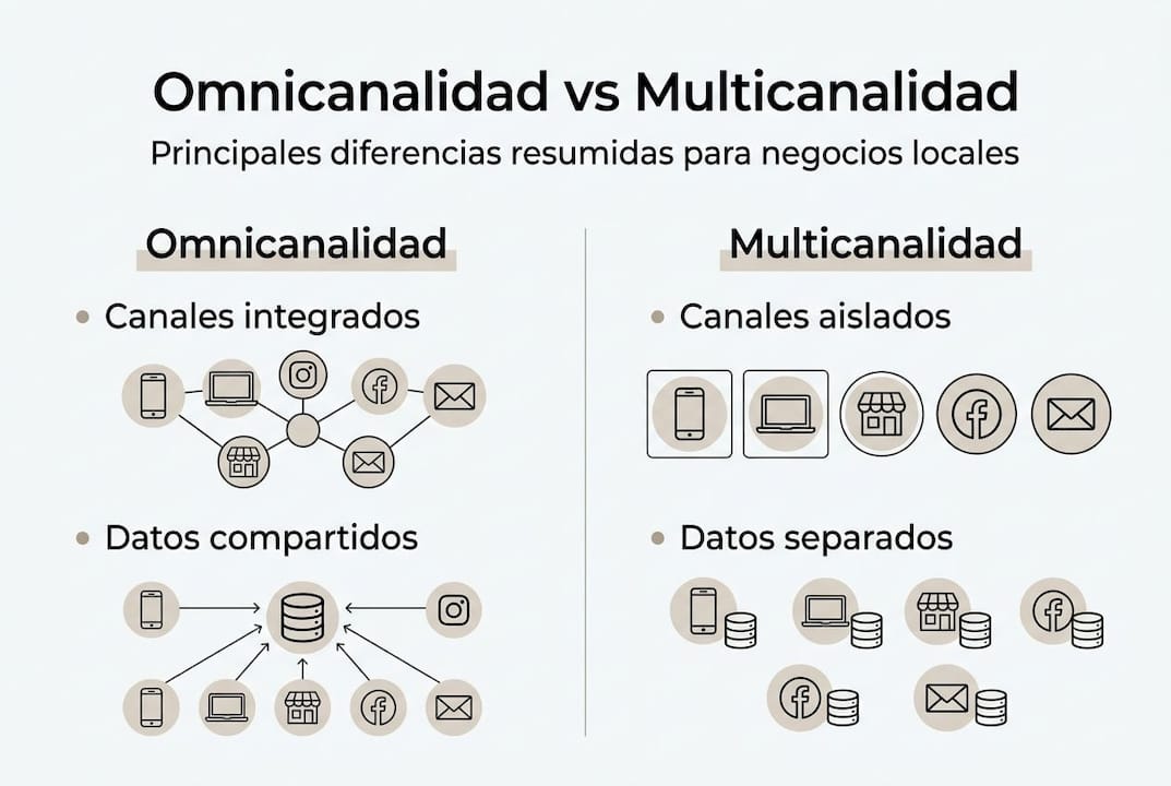Infografía: diferencias clave entre estrategia omnicanal y multicanal