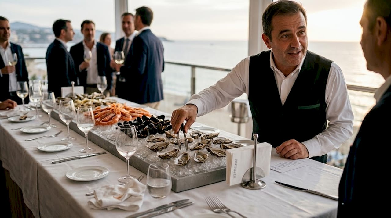 Disfruta de mariscos frescos en tu evento con un servicio exclusivo y de calidad.