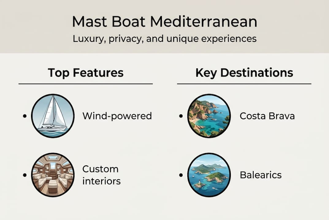Infographic mast boat features and destinations