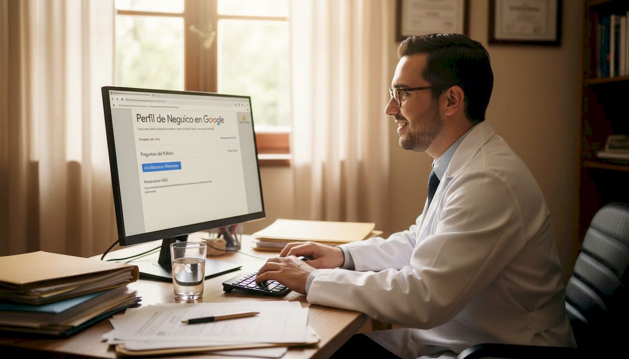 El médico consulta su perfil en Google Maps