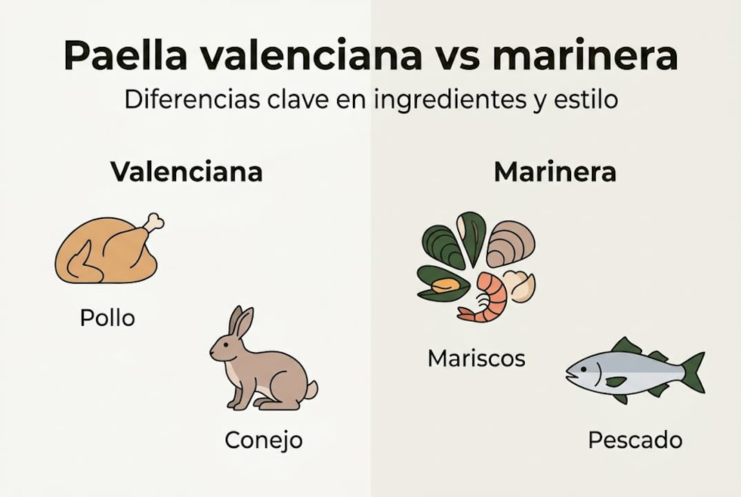 Infografía: ¿En qué se diferencian la paella valenciana y la paella marinera?