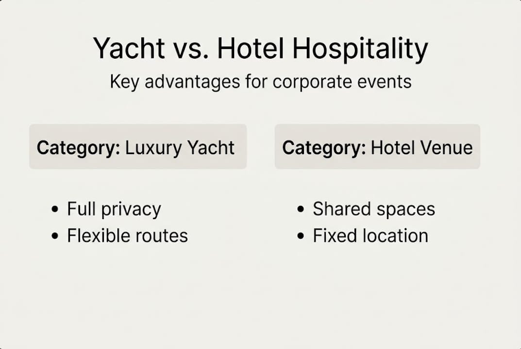 Infographic comparing yacht and hotel hospitality