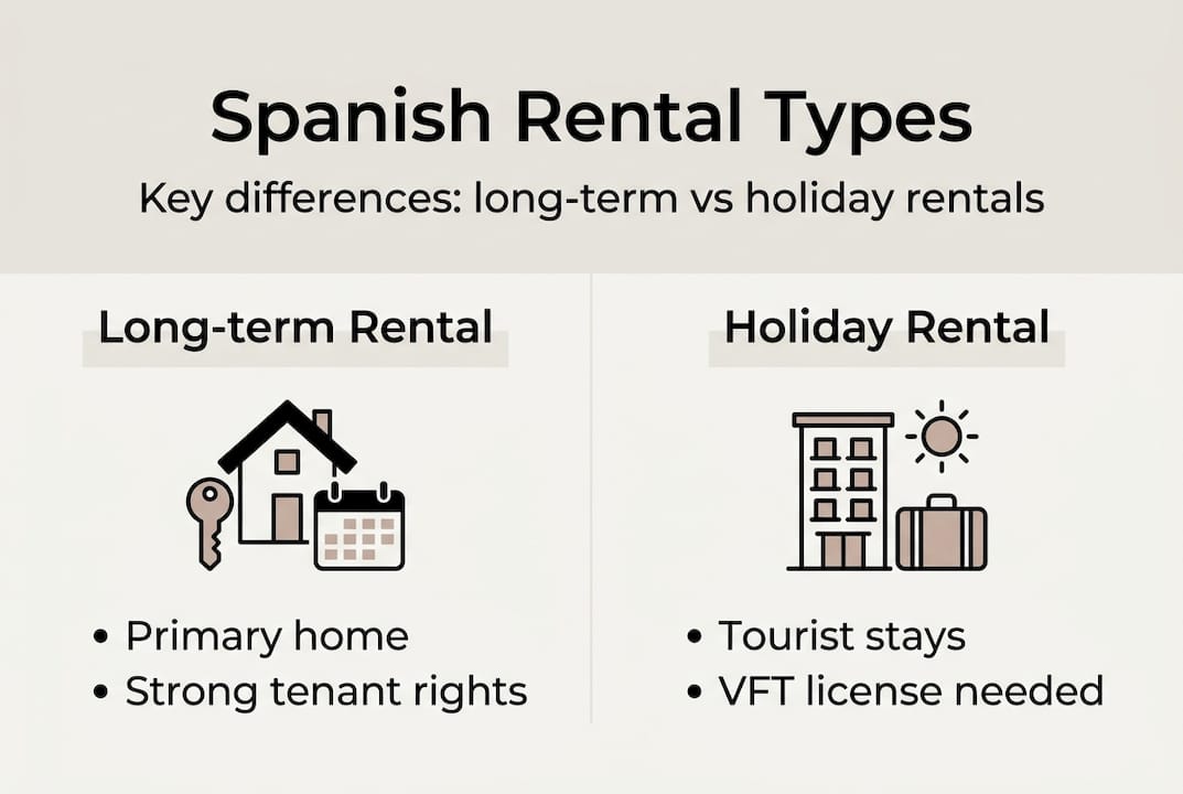 Infographic comparing long-term and holiday rental features