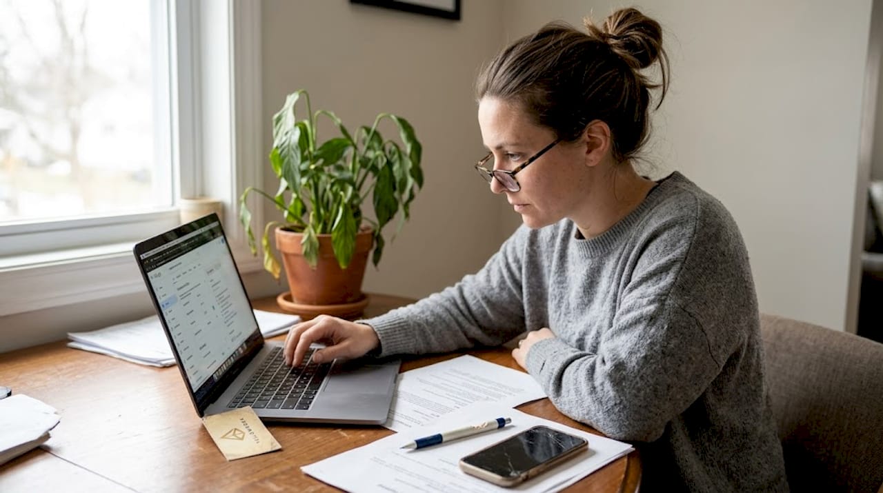 Persona revisando y mejorando su perfil de Google desde la comodidad de su hogar