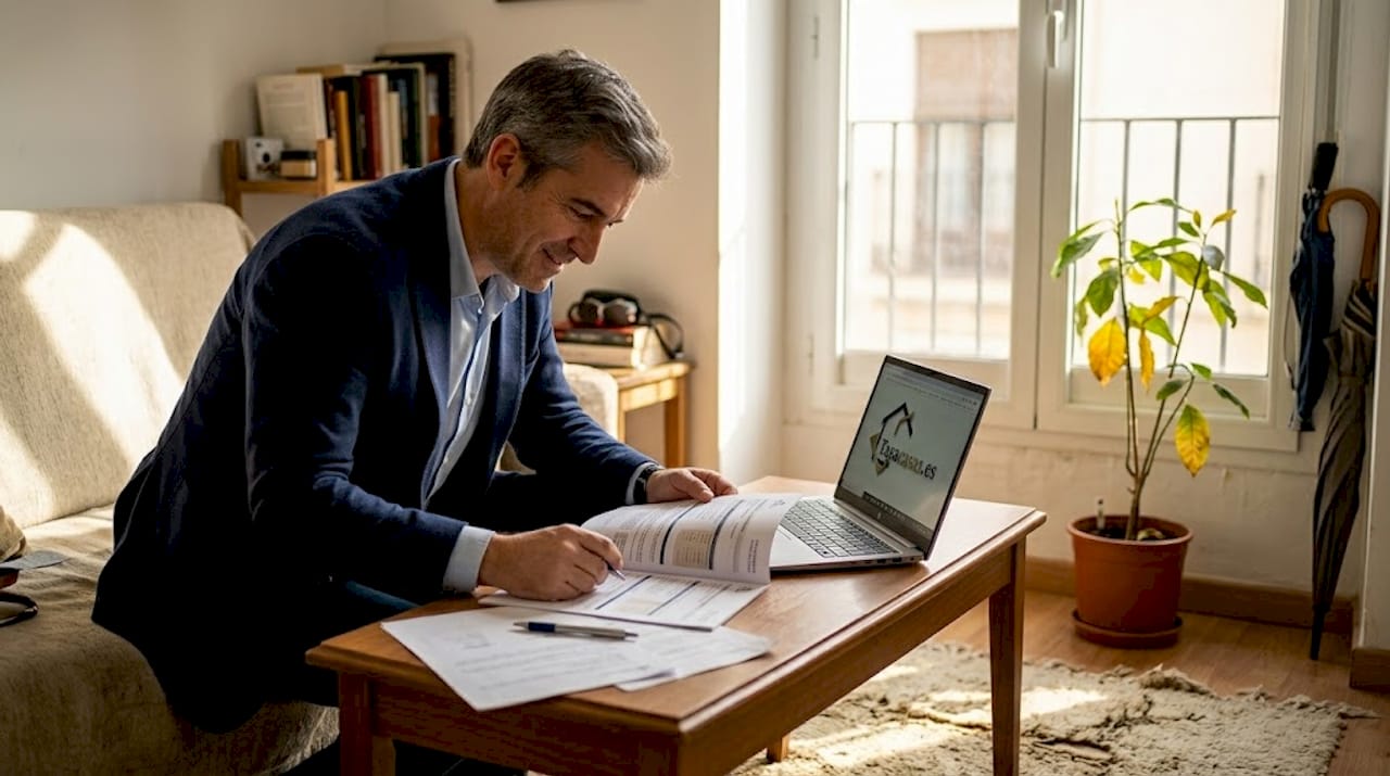 Agente inmobiliario analizando el precio de una vivienda
