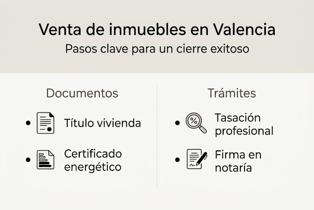 Guía visual con los pasos esenciales para vender tu vivienda en Valencia