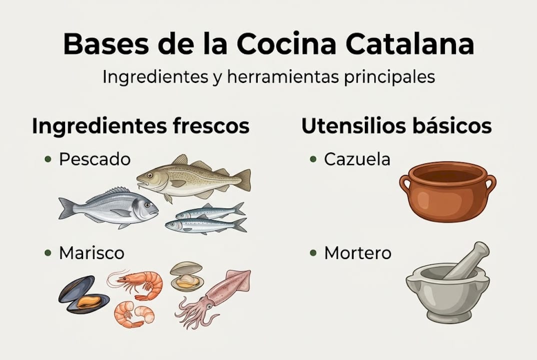 Guía visual de ingredientes y utensilios típicos de la cocina catalana