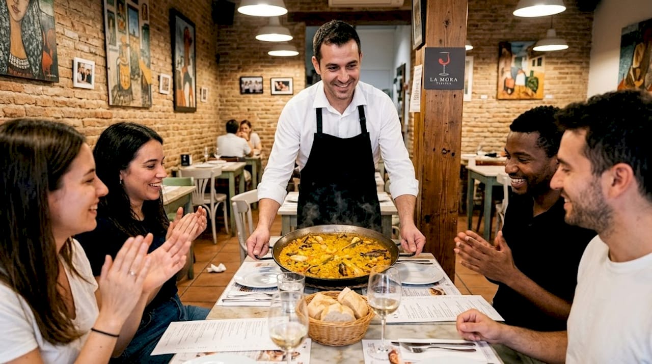 Disfruta de una auténtica paella preparada al momento en nuestro restaurante tradicional.