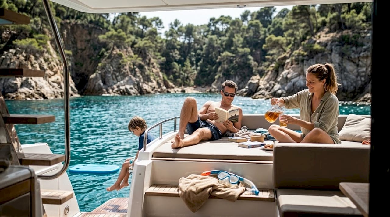 Yacht anchored in Costa Brava cove