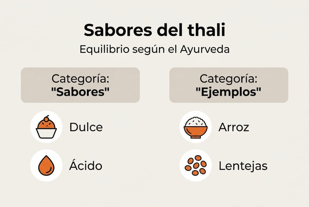 Infografía sobre los sabores típicos de la comida india y algunos platos representativos