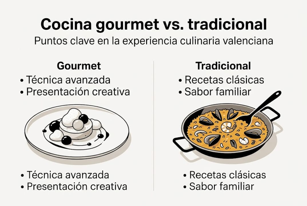 Infografía: ¿En qué se diferencian la cocina gourmet y la tradicional valenciana?