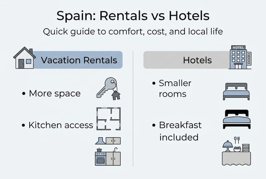 Infographic comparing vacation rentals and hotels in Spain
